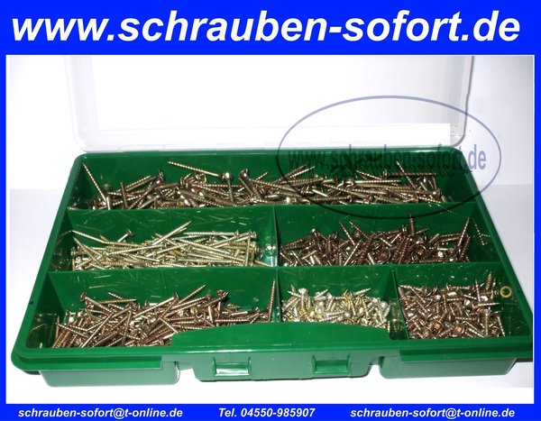 1100 tlg. TORX Spanplatten-Schraubensortiment 3,0x12 bis 4,0x40 im Koffer