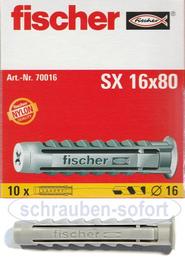 10 Stk. Fischer Dübel SX 16 x 80 mm