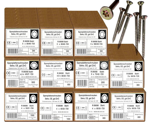 5300 tlg. Handwerkerpaket Torx Spanplattenschrauben  4 x 35 -- 5 x 100
