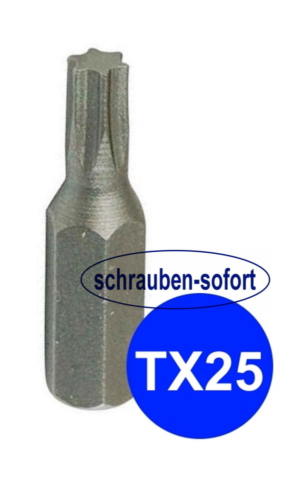Torx® Bit TX25 - 25mm Länge - 1-4" Antrieb - Industriequalität  - Staffelpreise -