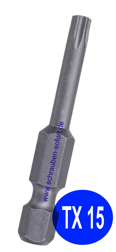 Torx® Bit TX15  -  50 mm Länge - 1-4" Antrieb - Industriequalität